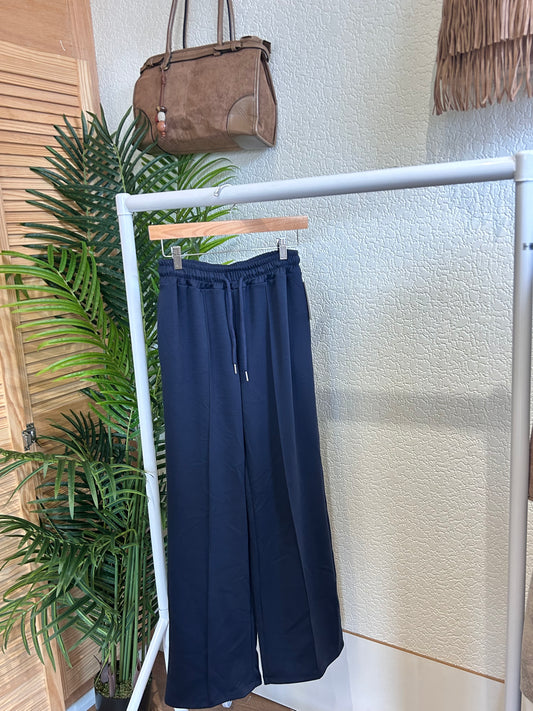 Navy Front Seem Wide Trouser