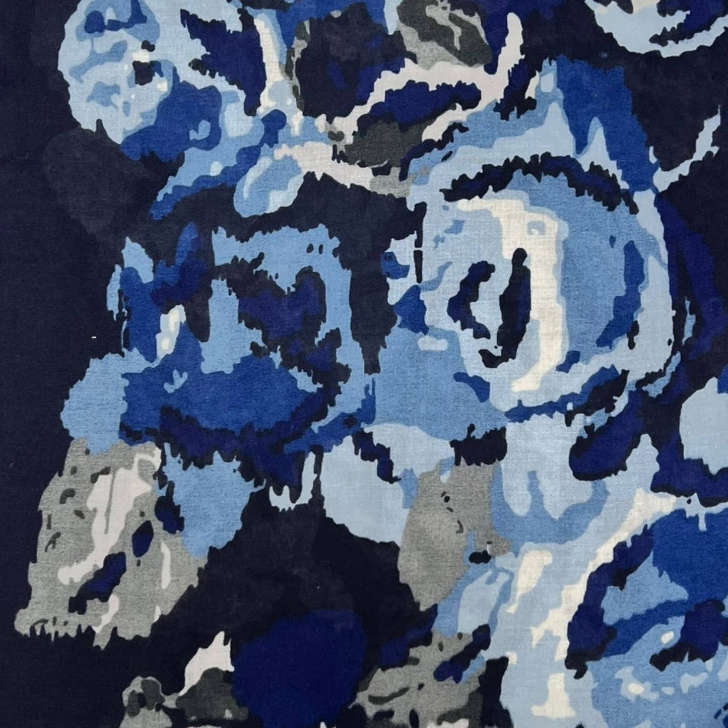 Navy Flower Print Scarf