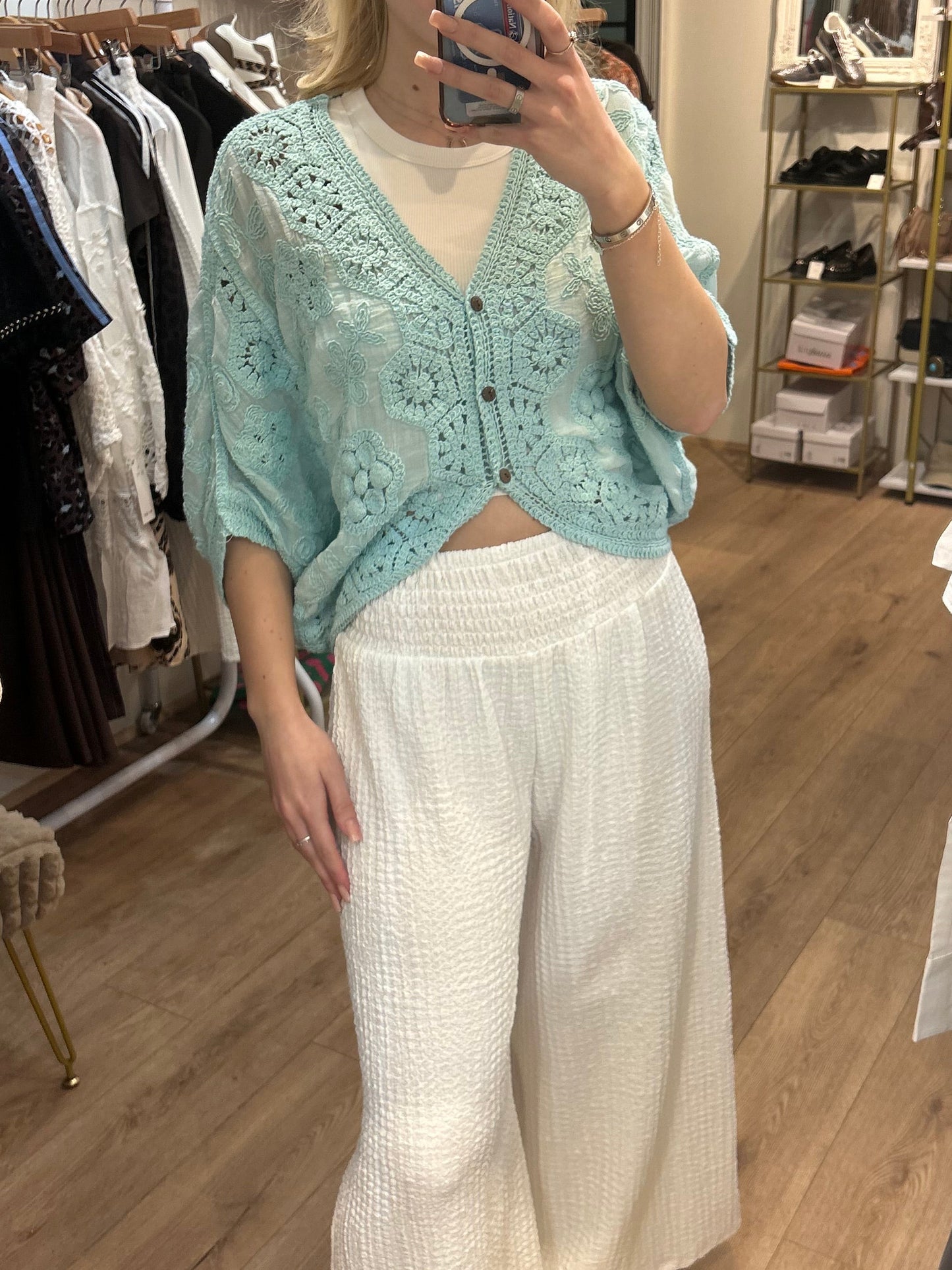 MINT BUTTON UP CROCHET