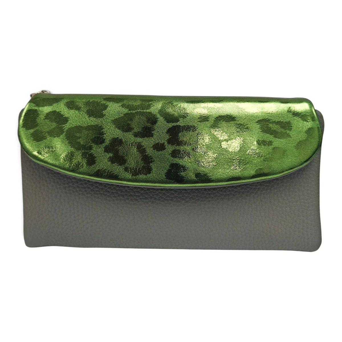 Soft Pu Metallic Leopard Print Long Purse Clutch + Gift Box: Apricot