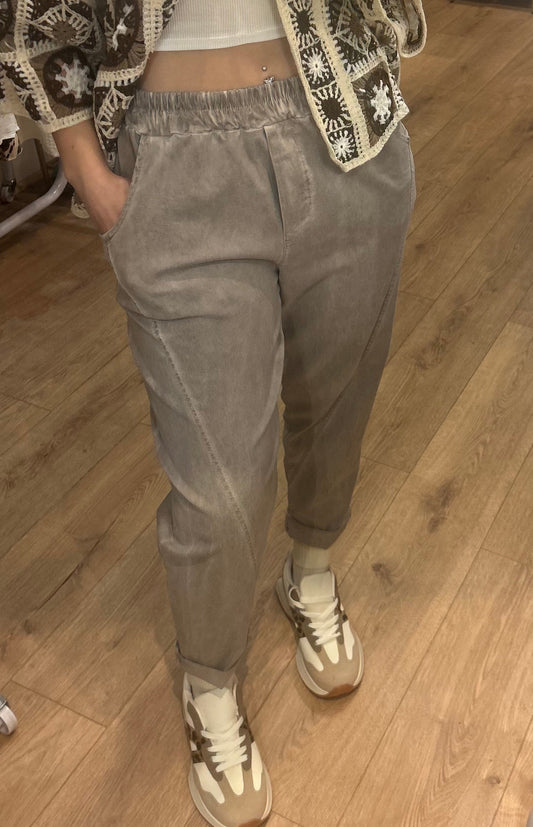 TAUPE STRETCH TAILORED TROUSER