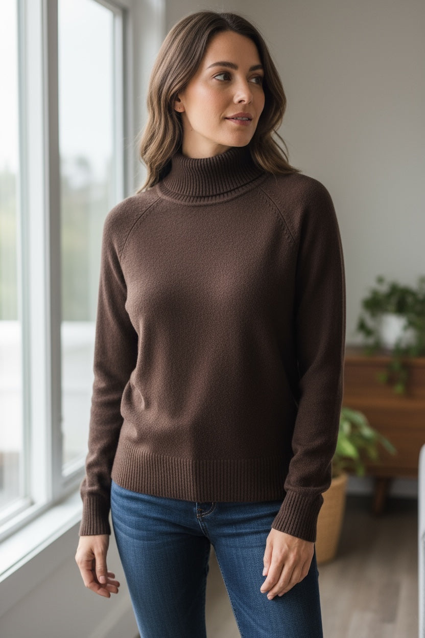 Chocolate Soft Touch Roll Neck