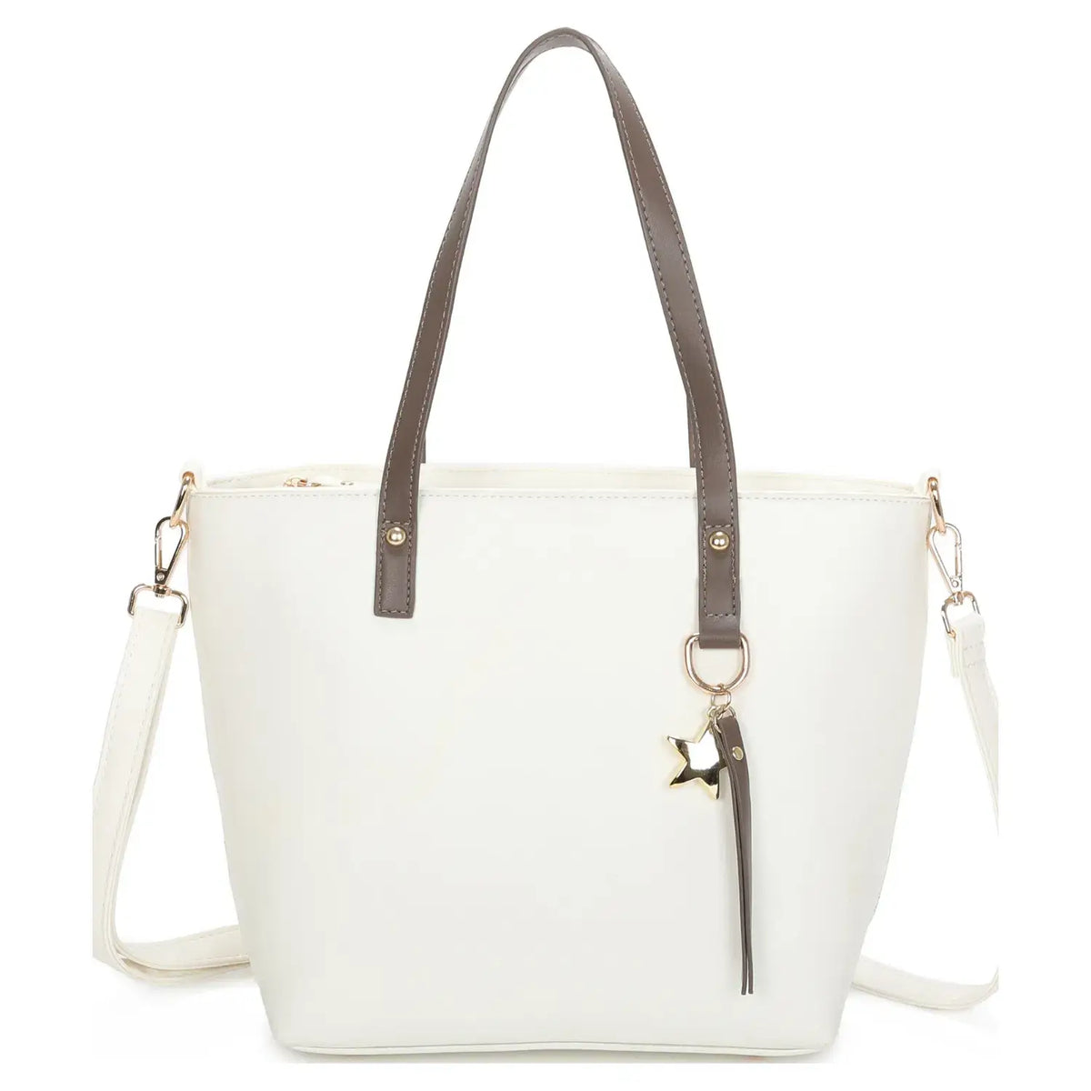 Medium Size Two-toned Tote Bag with Star Details-9330: Purple