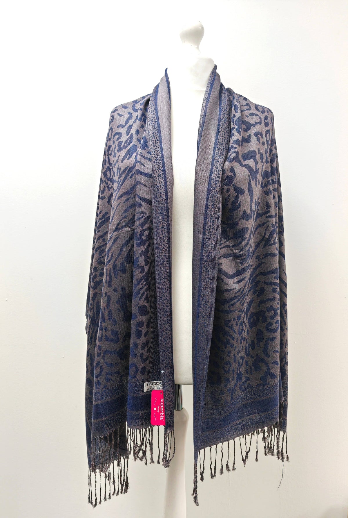 Super Soft Pashmina Scarf Shawl Wrap-2503 Animal Print: Duck egg