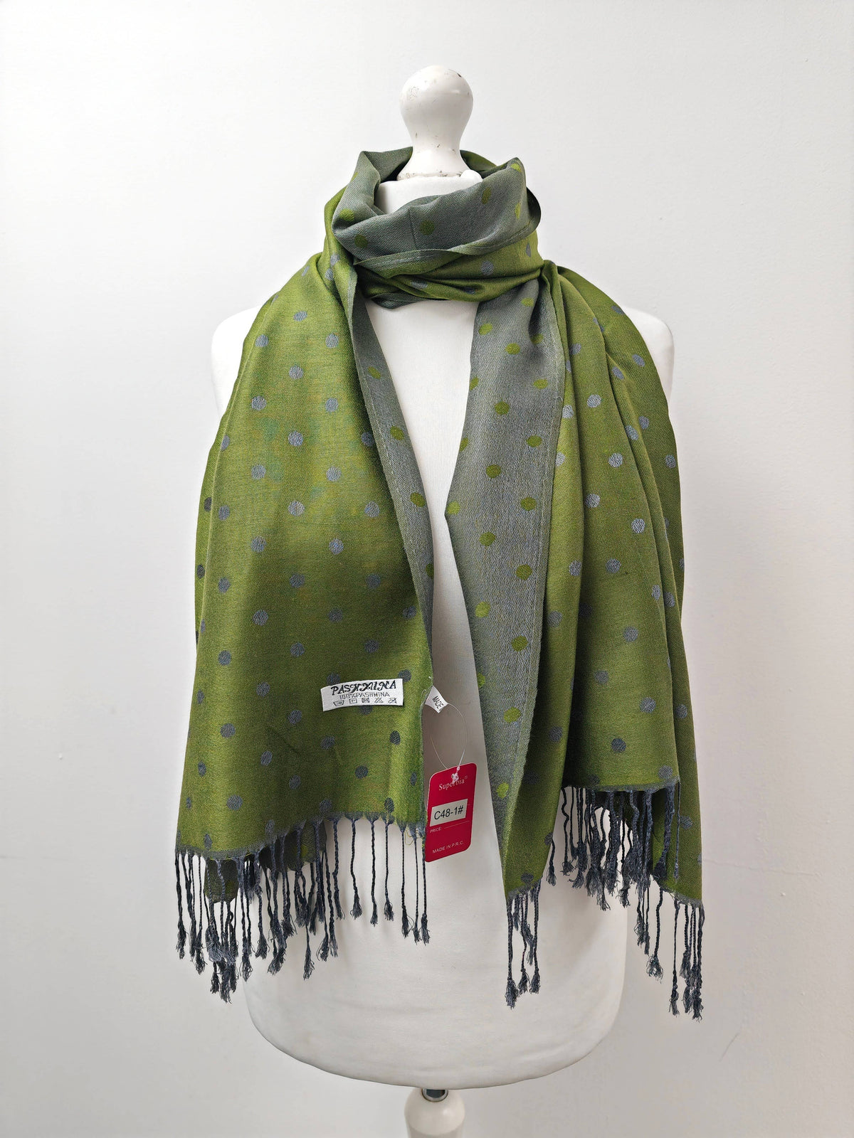 Super Soft Reversible Pashmina scarf /Shawl - C48-1 Dots: L.pink