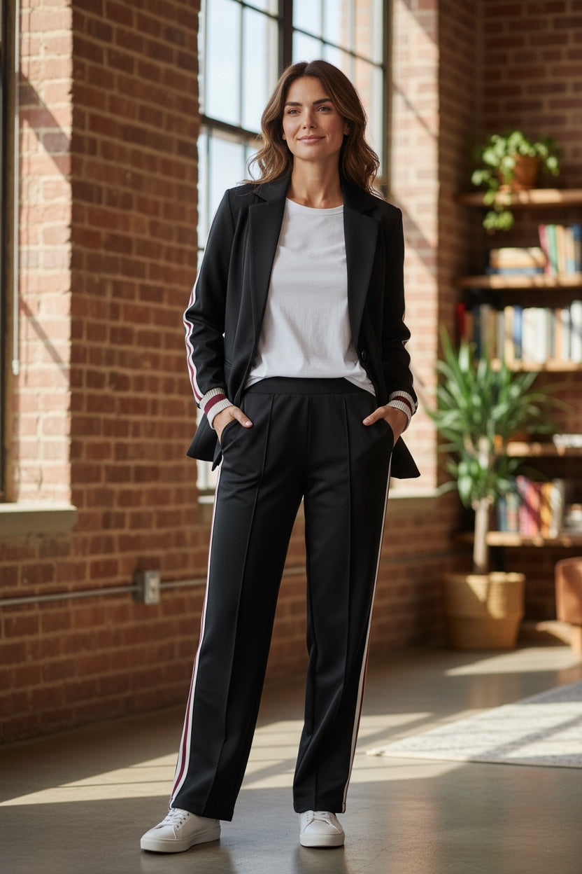 Black Side Stripe Blazer Co-ord