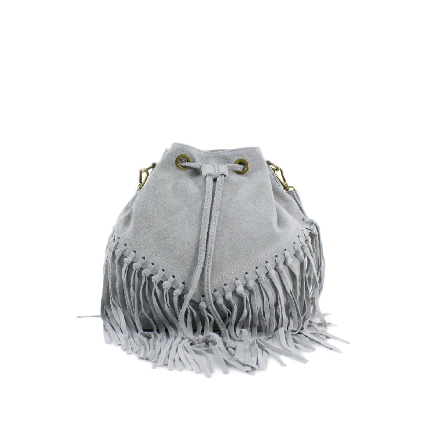 VPFR19 Real Itanlian Suede Bucket Bag: KHAKI
