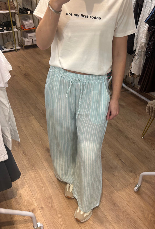 AQUA PINSTRIPE COTTON TROUSER