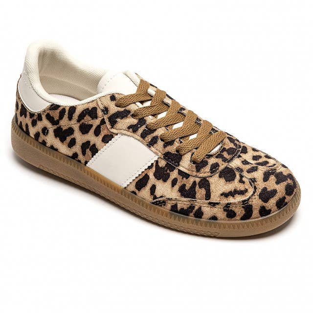 Women’s Leopard Print Retro Gum Sole Trainers Sneakers: Leopard / Standard / UK7/US9