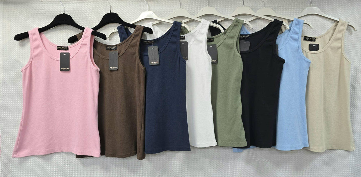 Cotton Ribbed Vest: Beige