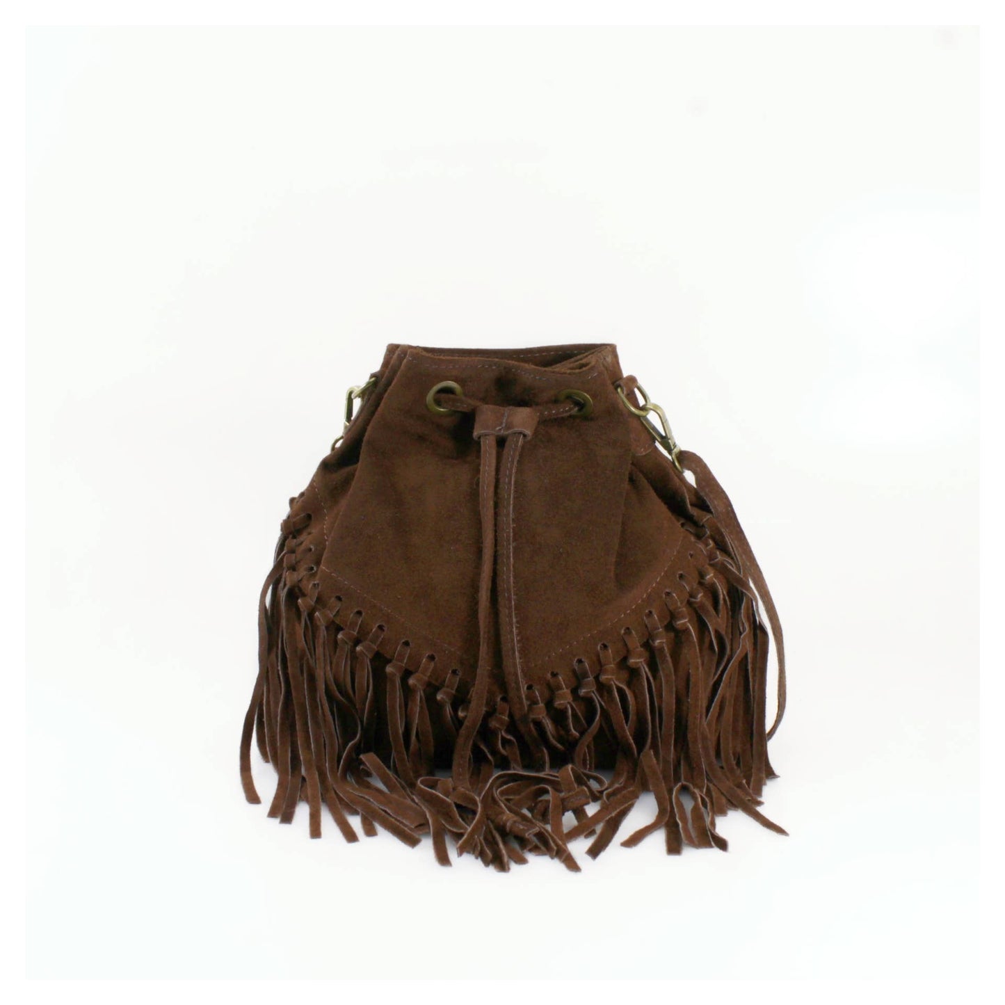 VPFR19 Real Itanlian Suede Bucket Bag: KHAKI