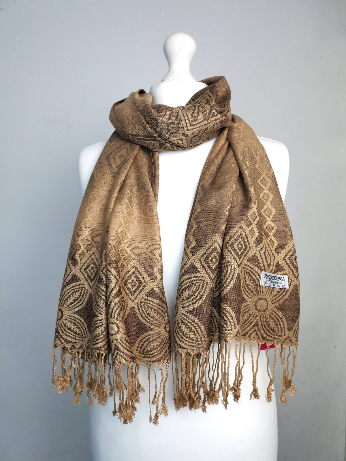 Super Soft Reversible Pashmina scarf /Shawl-Azec 6364: Blue