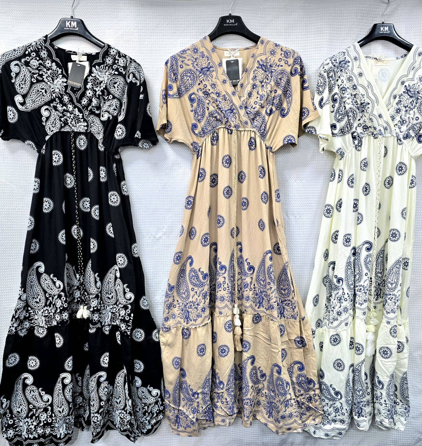 Cotton Paisley Print Maxi Dress: White