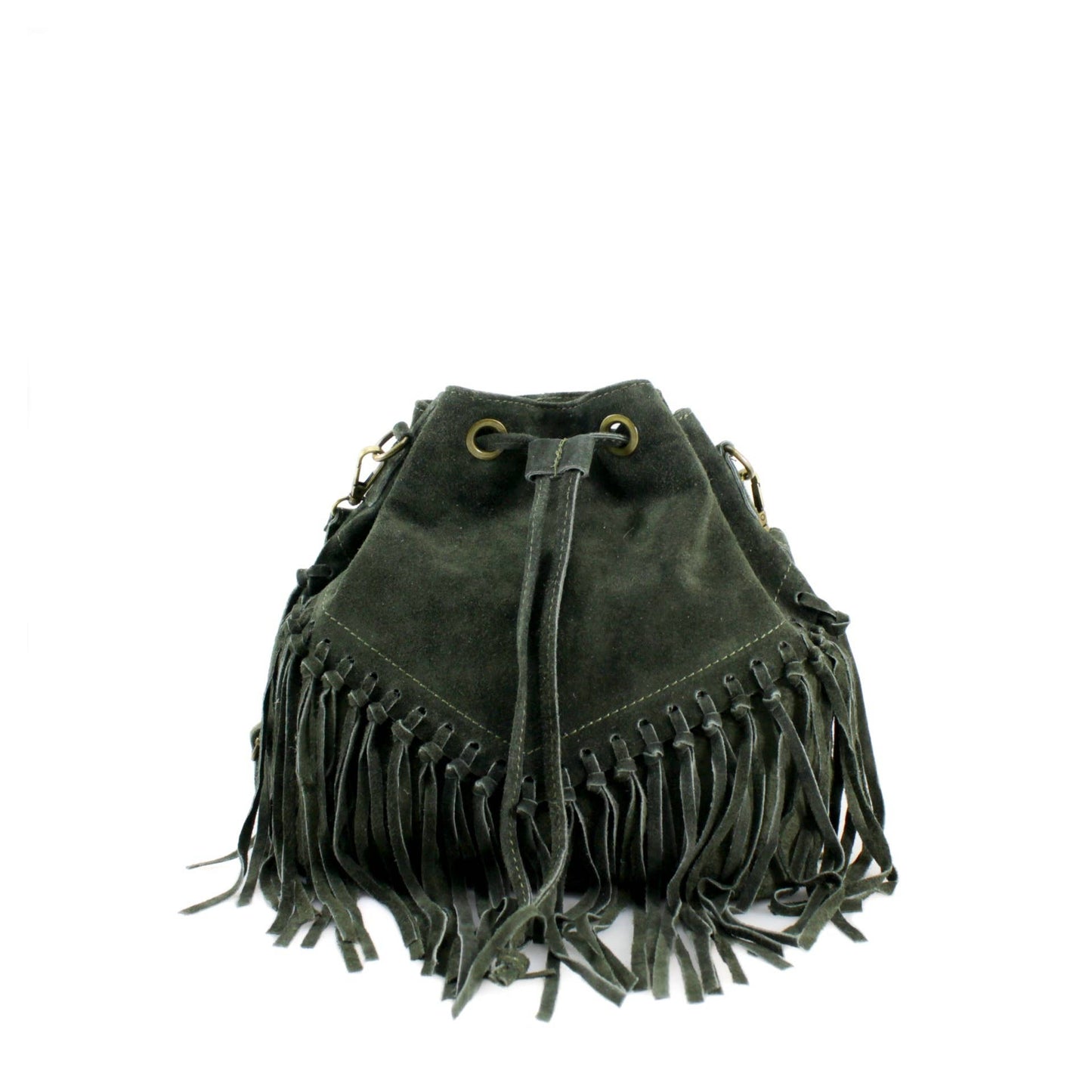 VPFR19 Real Itanlian Suede Bucket Bag: KHAKI