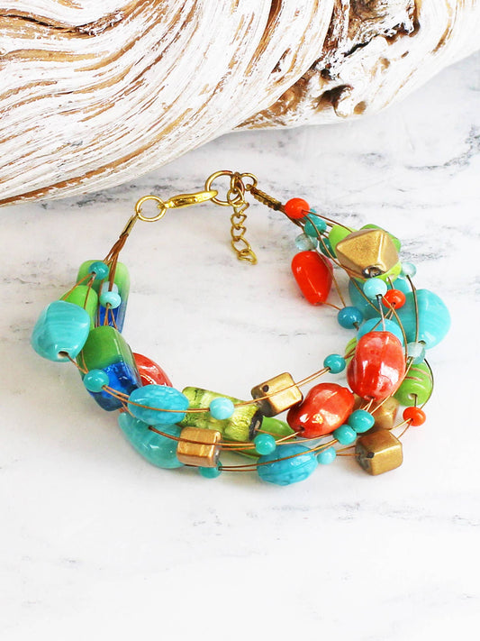MIXED GLASS BEAD BRACELET