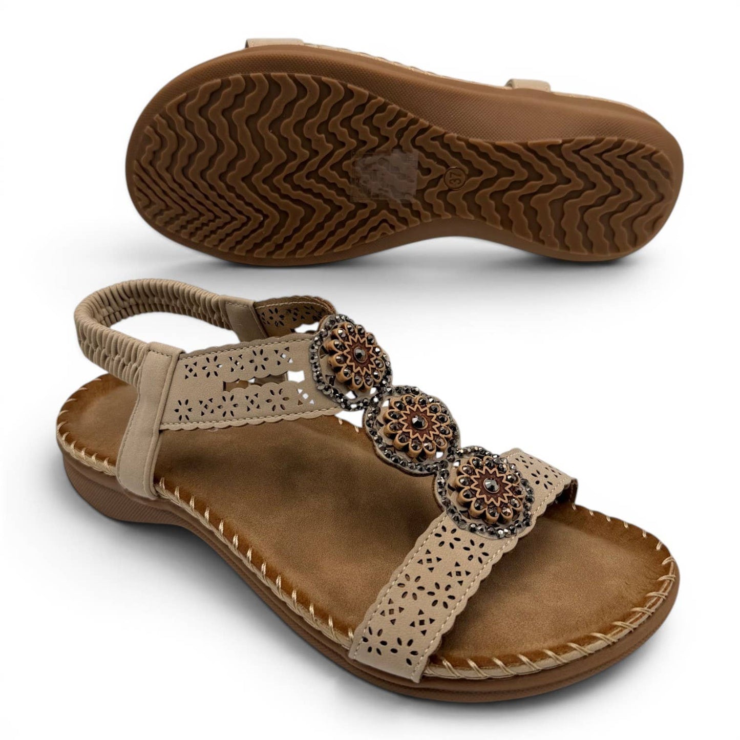 Women's Cutout Bohemian Flat Sandals RT268-5: White