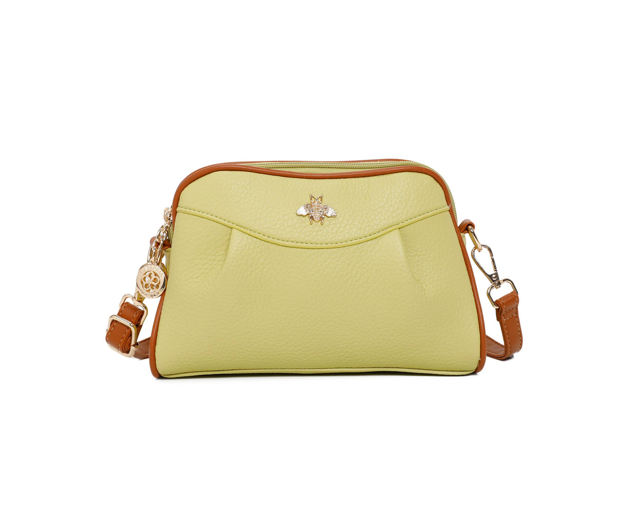 Double Zipper Bee Shoulder Bag Cross Body Bag - 9325: Teal