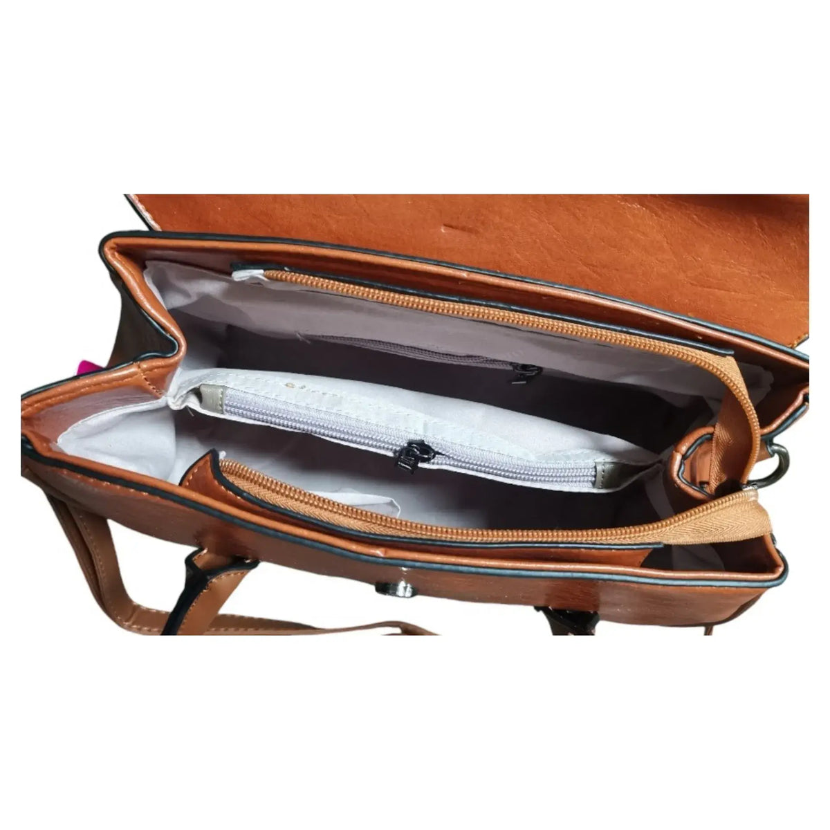 Two Toned Flap Over Top Handle Bag with "V" Badge-865-2: Green