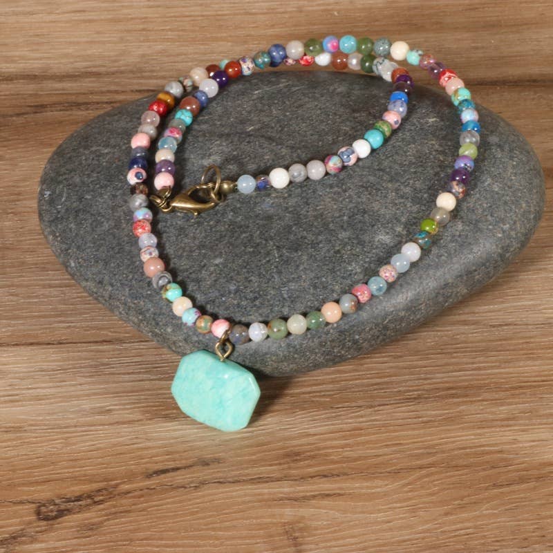 Geometric Colorful Amazonite Necklace