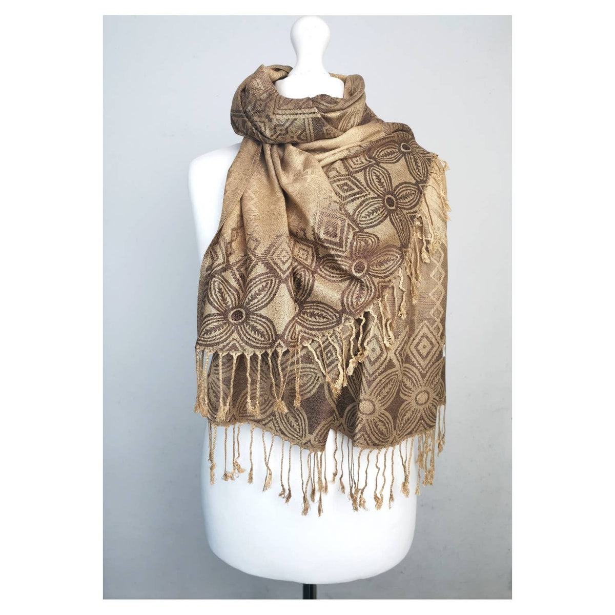 Super Soft Reversible Pashmina scarf /Shawl-Azec 6364: Blue