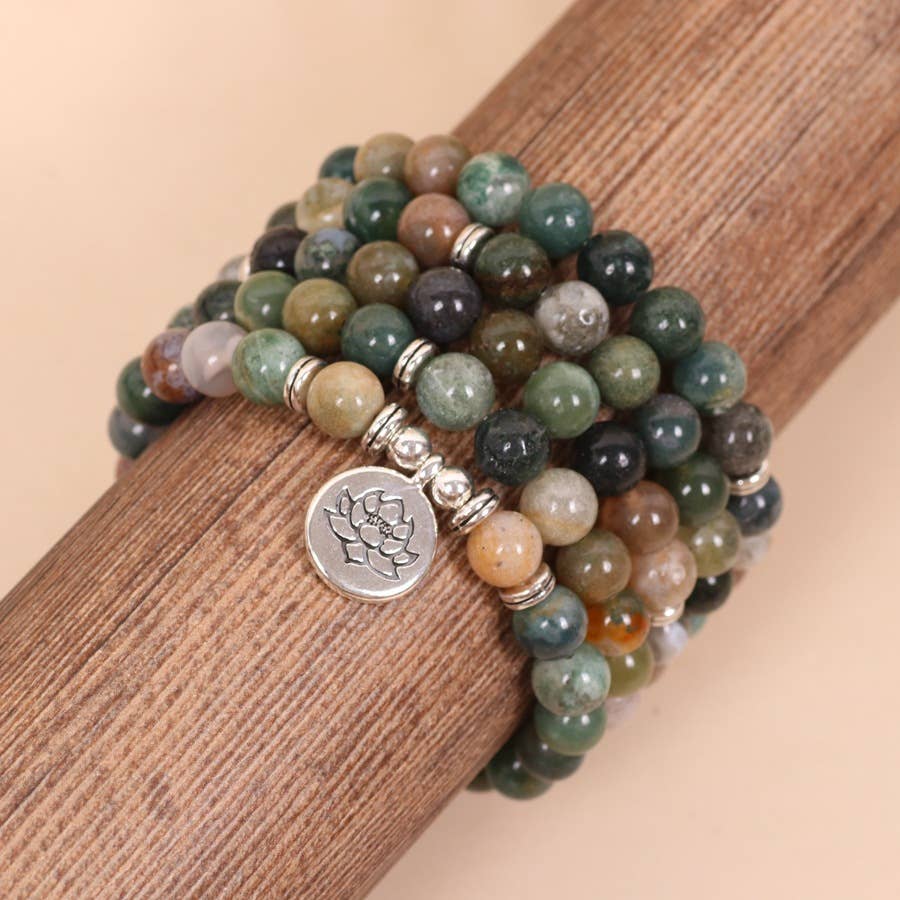 108 Stone Beads Two-Color Lotus Pendant Bracelet Dual Use