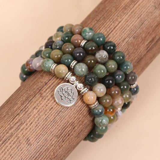 108 Stone Beads Two-Color Lotus Pendant Bracelet Dual Use