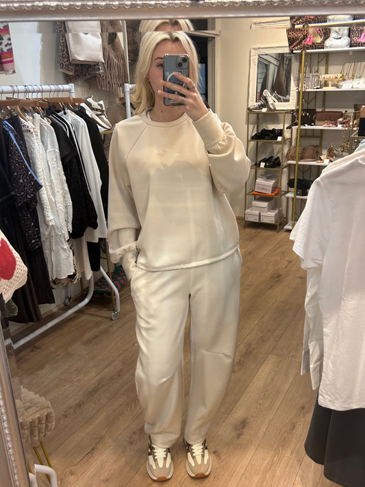 CREAM SOFT TOUCH ADJUSTABLE TRACKSUIT