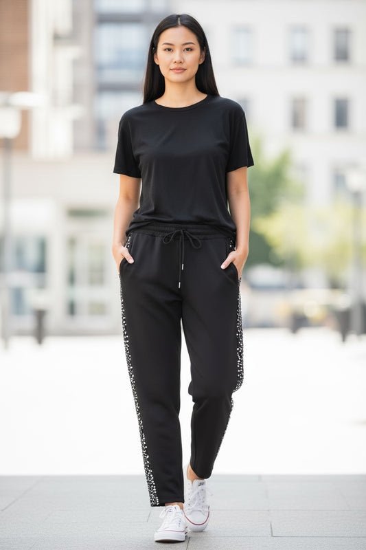 Sequin Stripe Detail Trouser