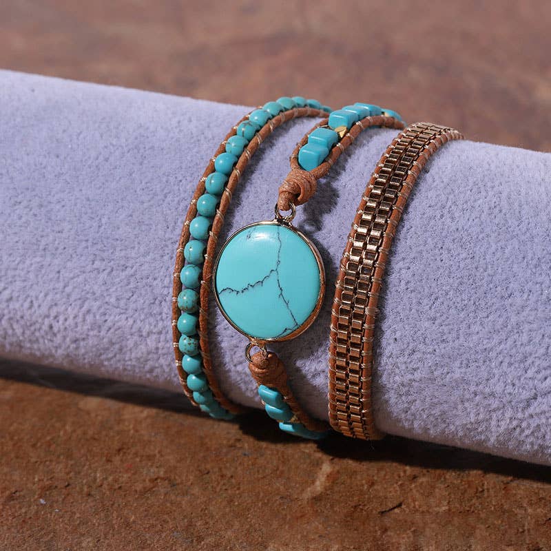 Boho Ethnic Turquoise Wrap Bracelet
