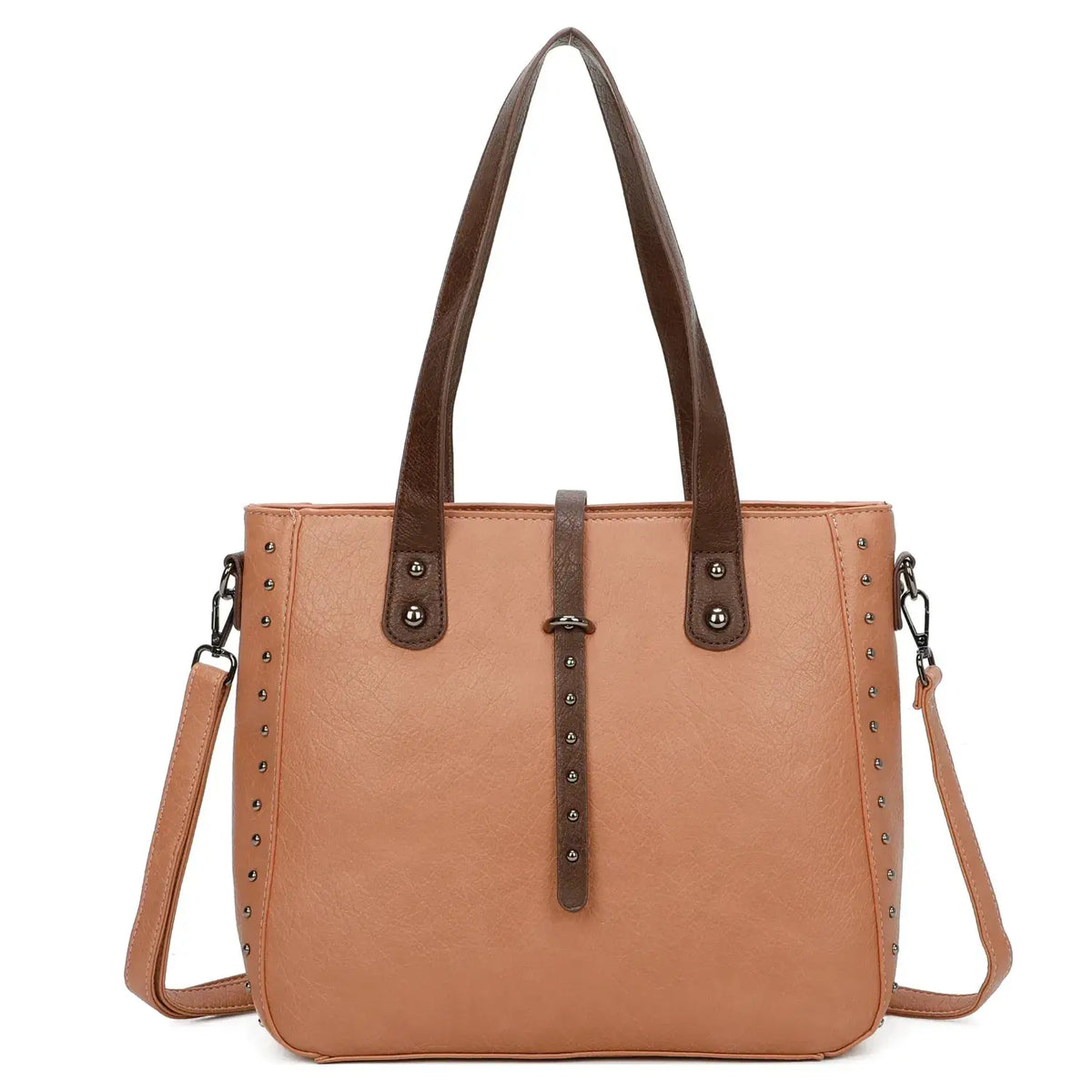 Superbia Medium Size Two-Toned Studs Details Tote Bag-9316: Black
