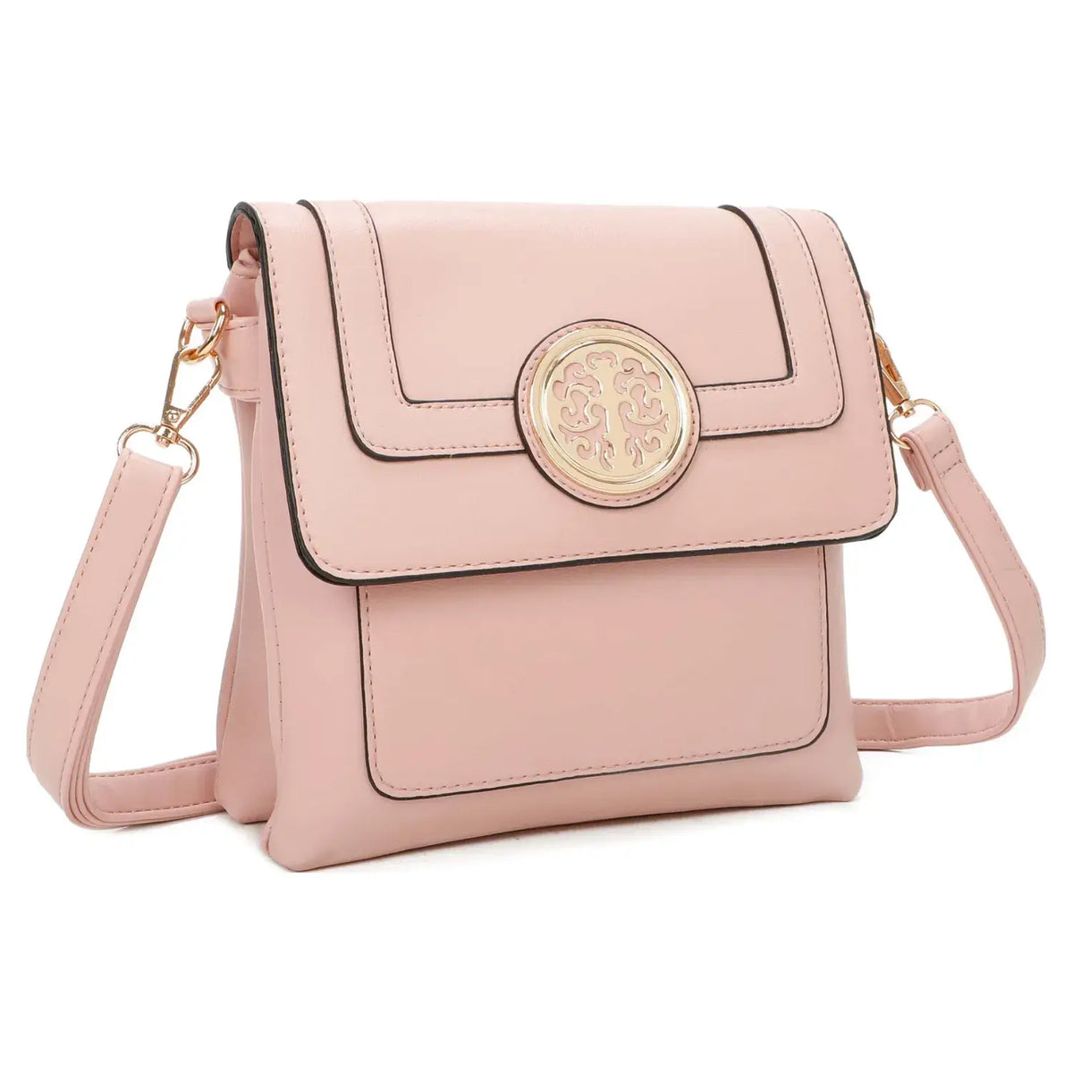 Small 3 Compartment Cross Body Bag Shoulder Bag- S9127: Pink