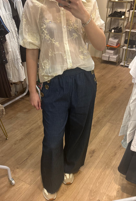 WIDE DENIM LOOK TROUSER