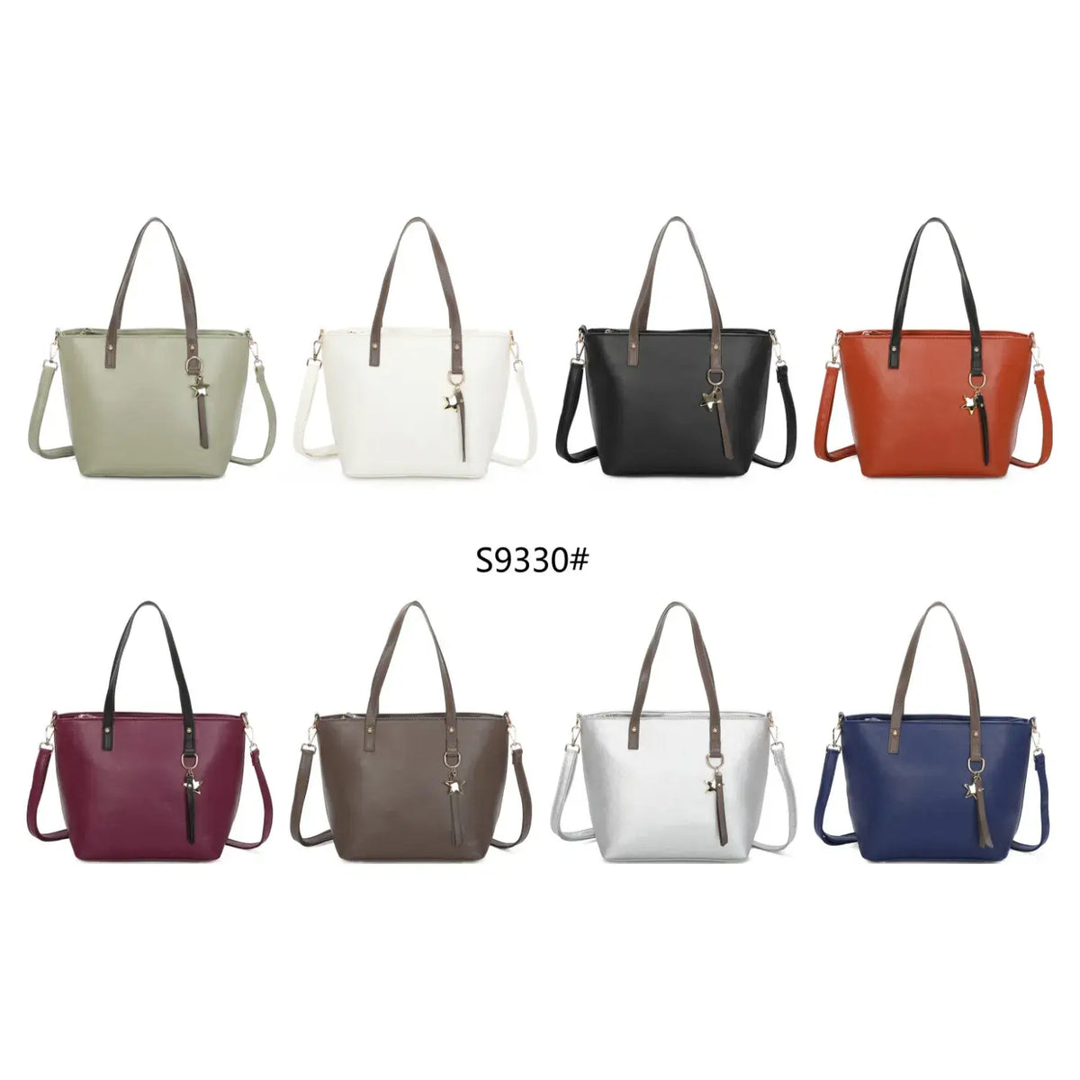 Medium Size Two-toned Tote Bag with Star Details-9330: Purple