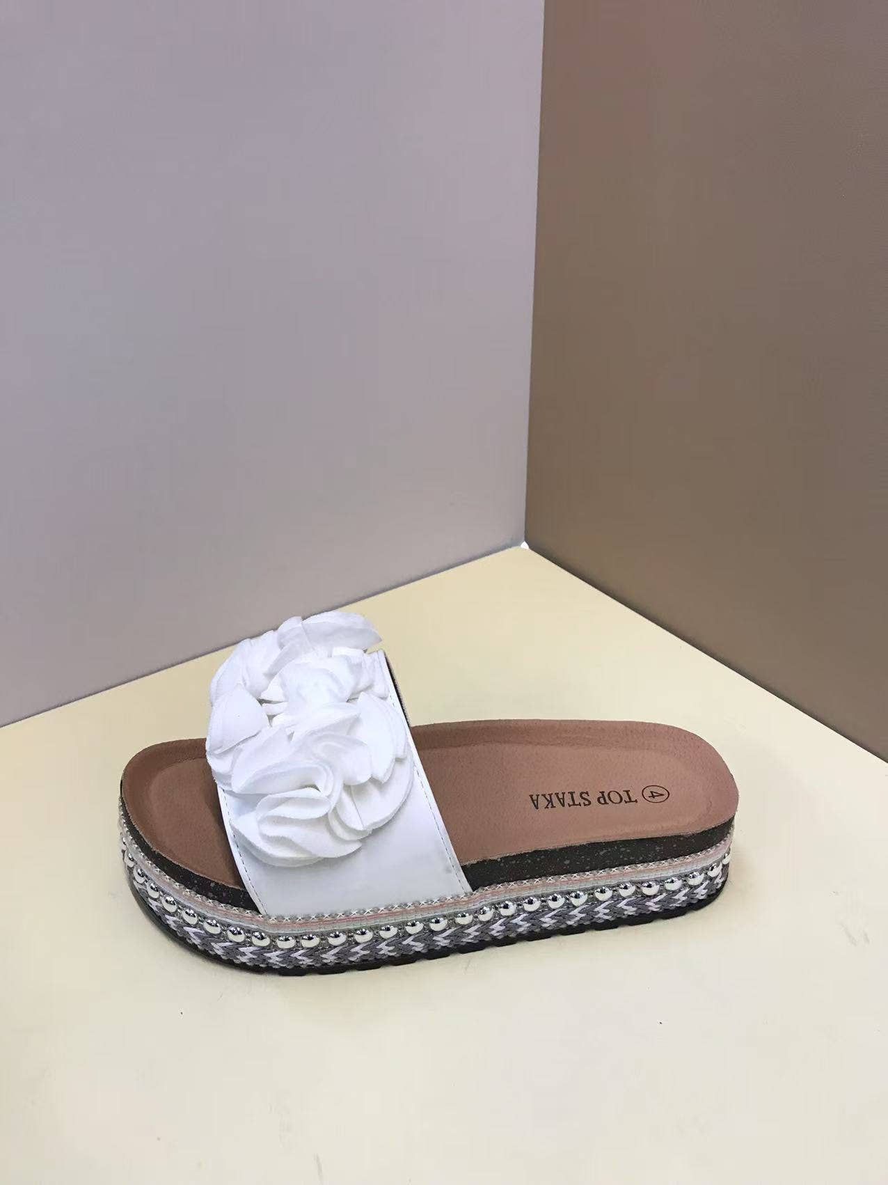 SM005 Women's Slip-On Open Toe Espadrille Slide : White
