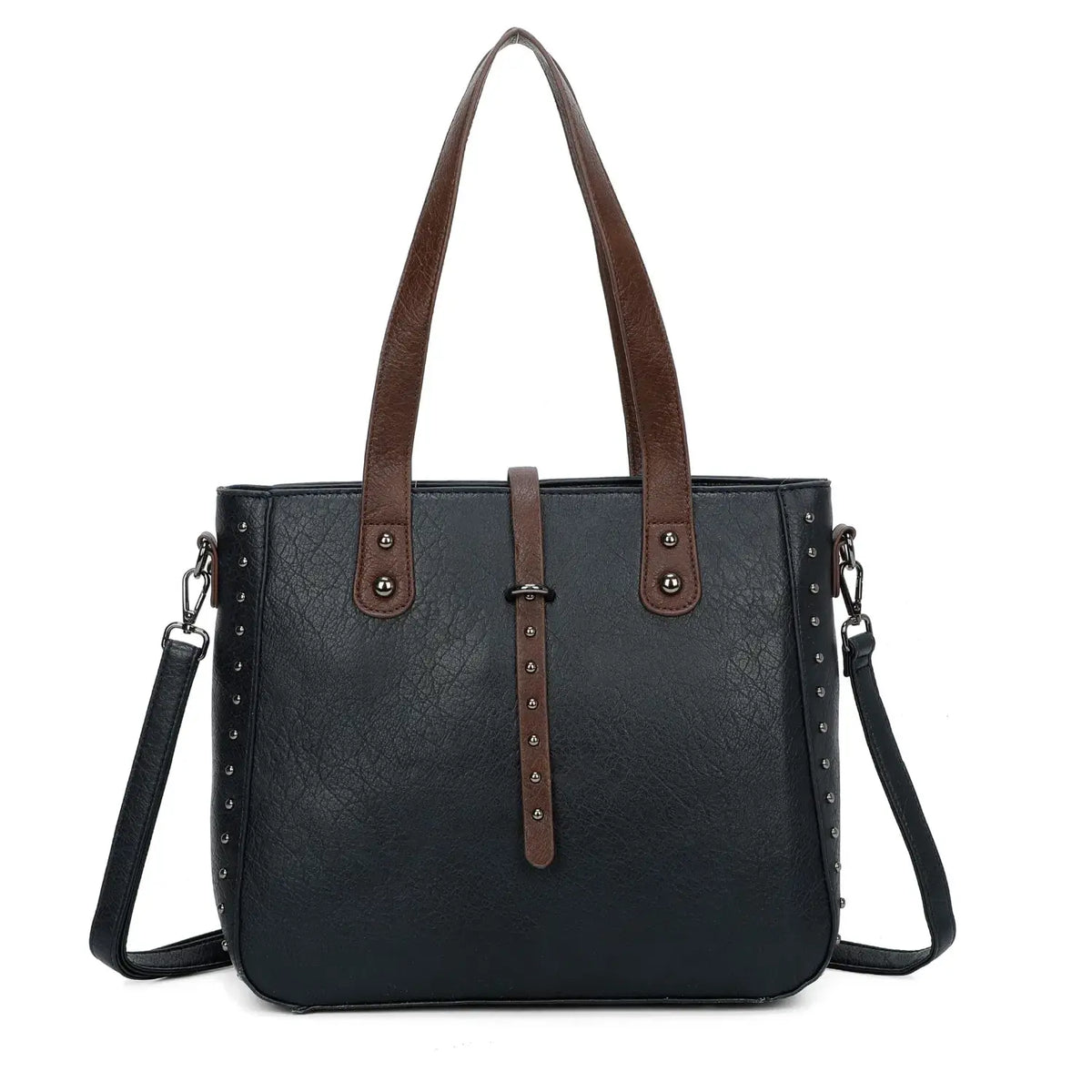 Superbia Medium Size Two-Toned Studs Details Tote Bag-9316: Black