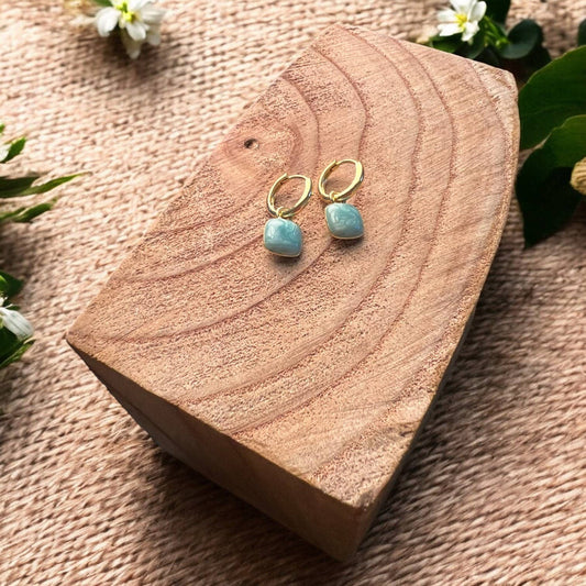 Blue Shimmer Charm Hoop Earrings ER176SB
