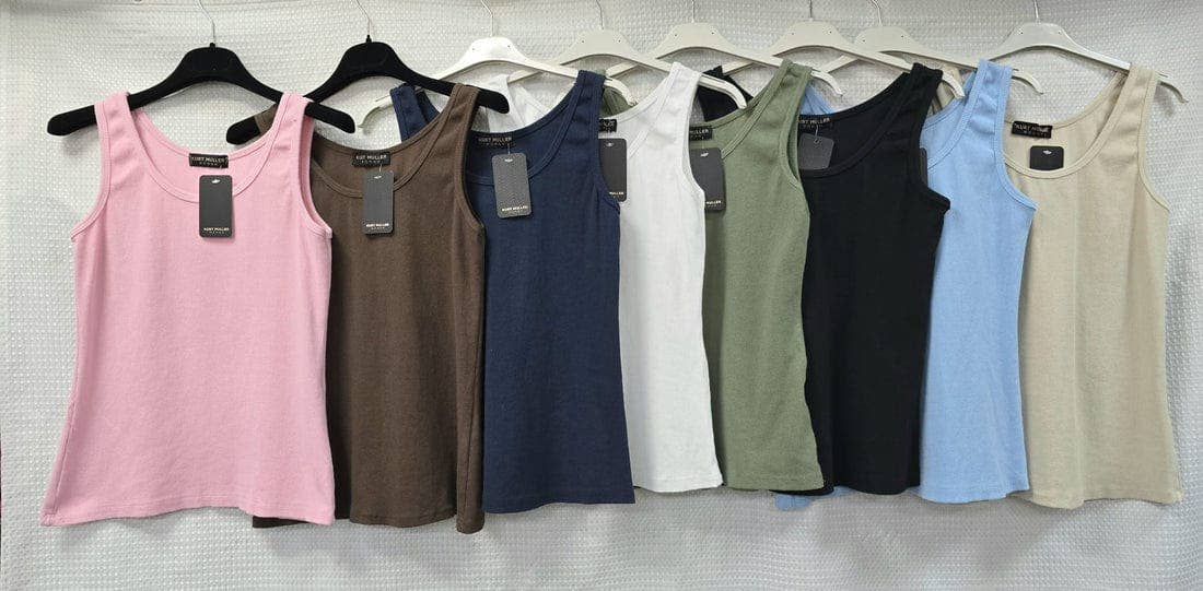Cotton Ribbed Vest: Beige