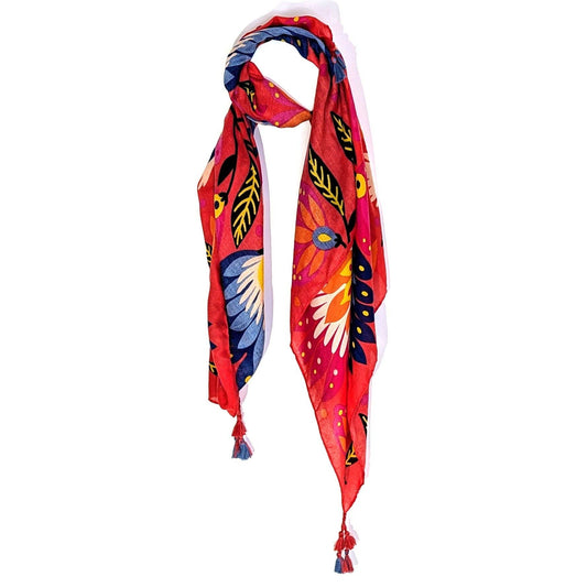 RED PRINTED SCARF