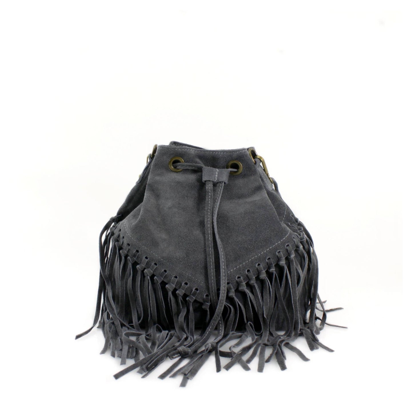 VPFR19 Real Itanlian Suede Bucket Bag: KHAKI