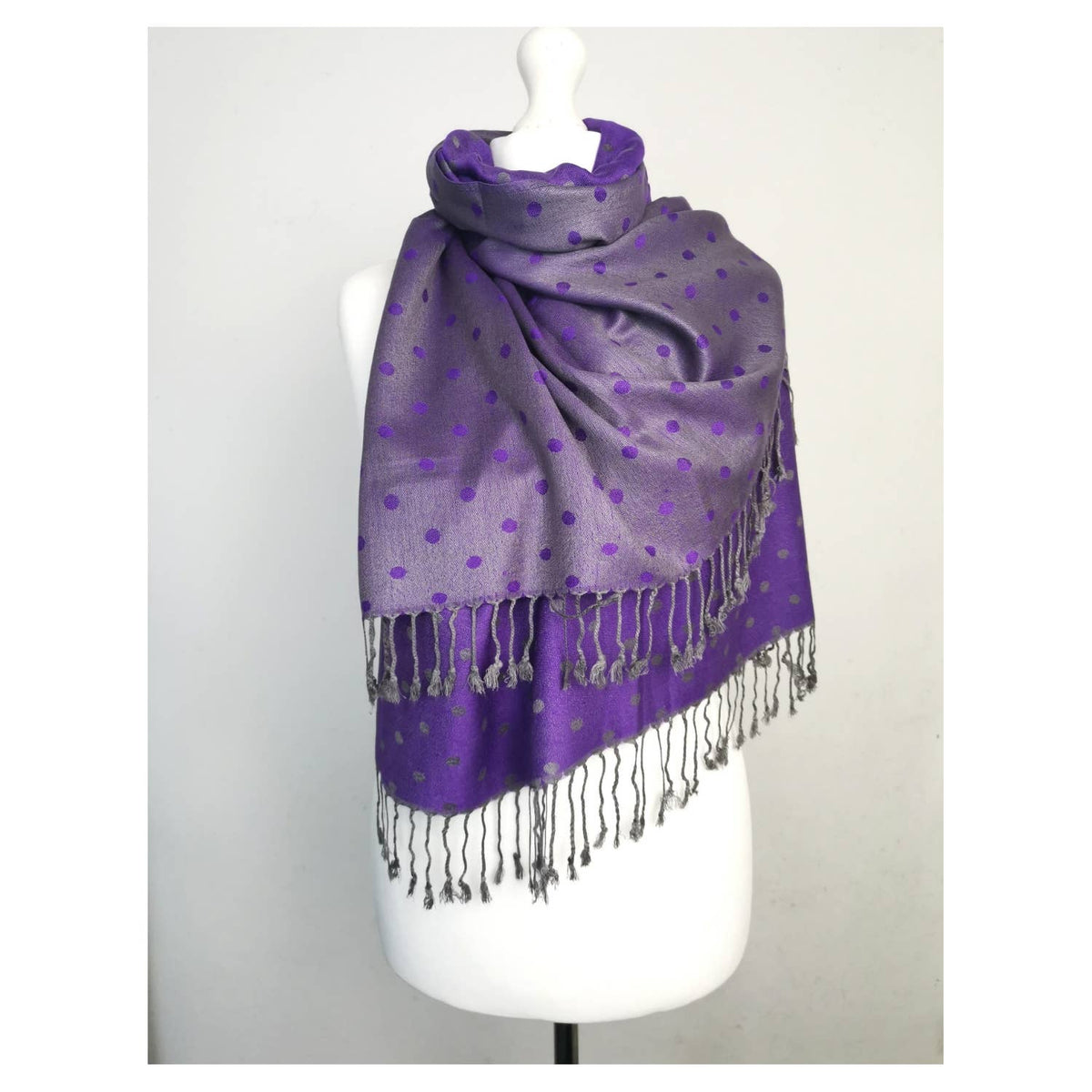Super Soft Reversible Pashmina scarf /Shawl - C48-1 Dots: L.pink