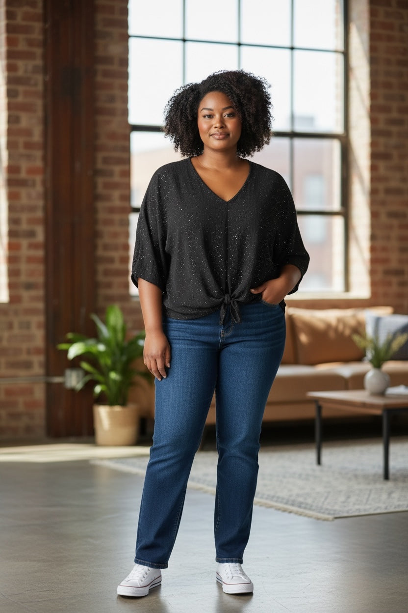 Glitzy Tie Front Top