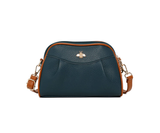 Double Zipper Bee Shoulder Bag Cross Body Bag - 9325: Teal