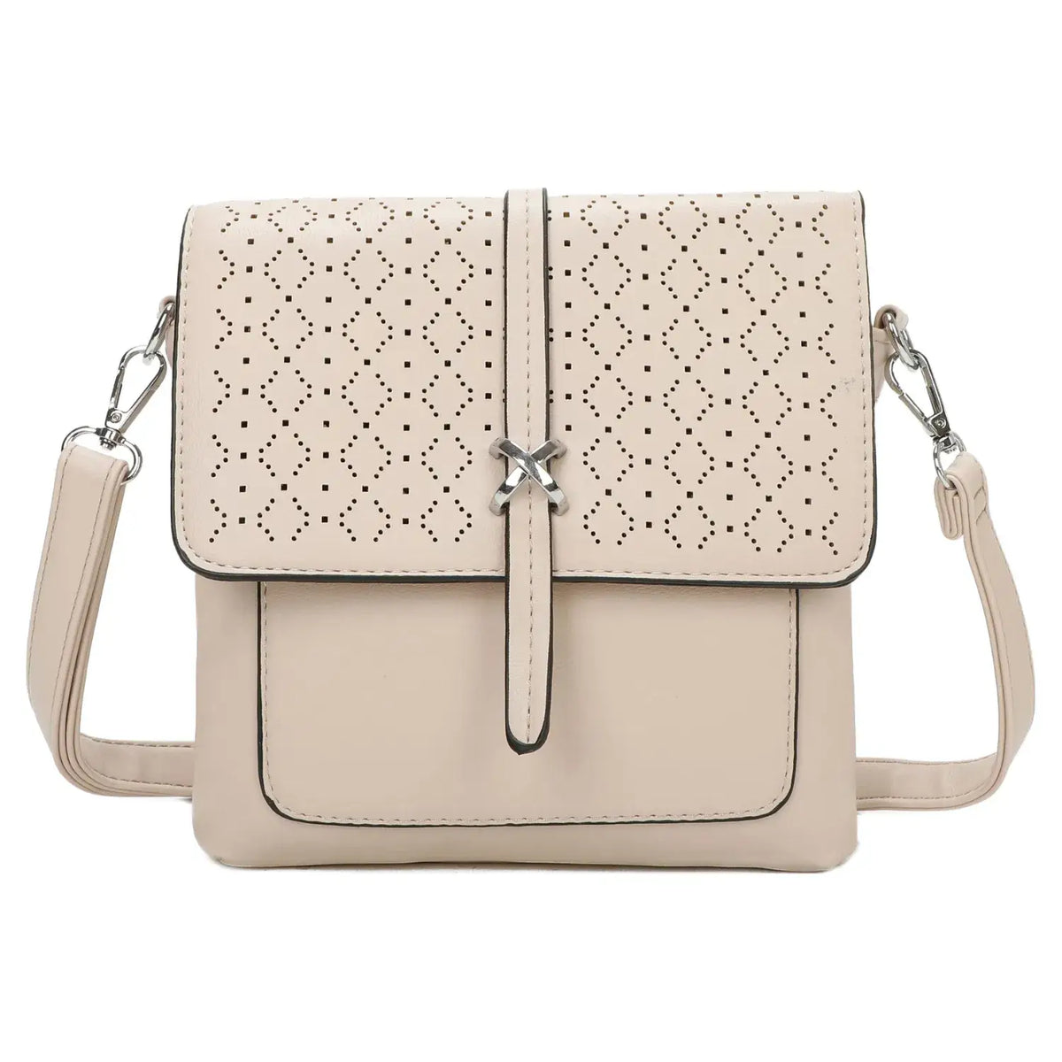 Small 3Compartment Cross Body Bag Laser Cut Shoulder Bag9126: Teal