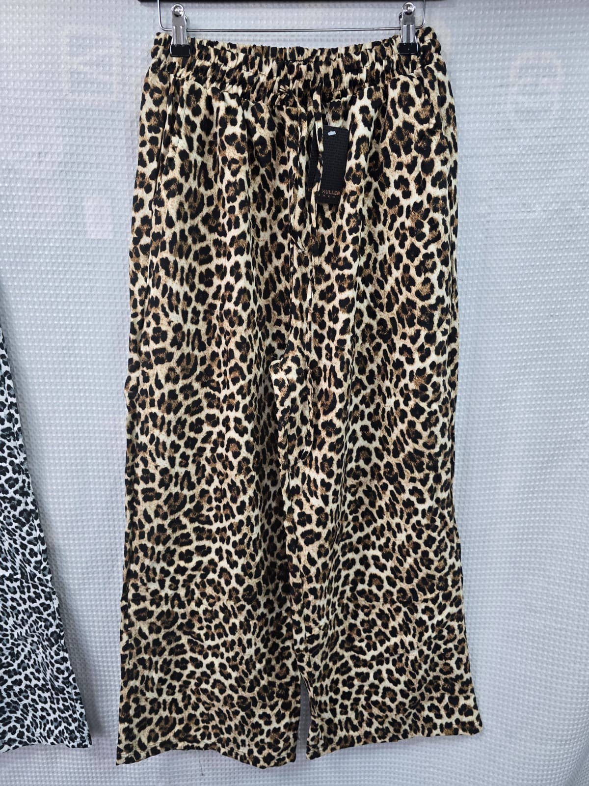 Leopard Printed Wide Leg Palazzo Trousers: Brown