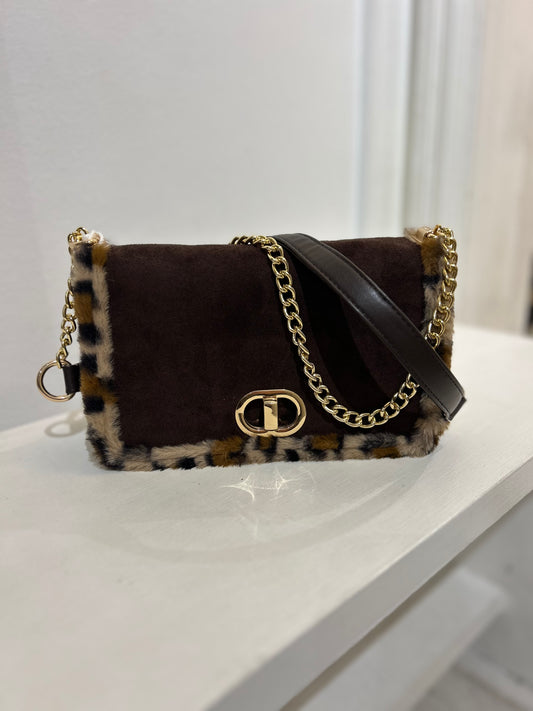Chocolate Leopard Detail Bag