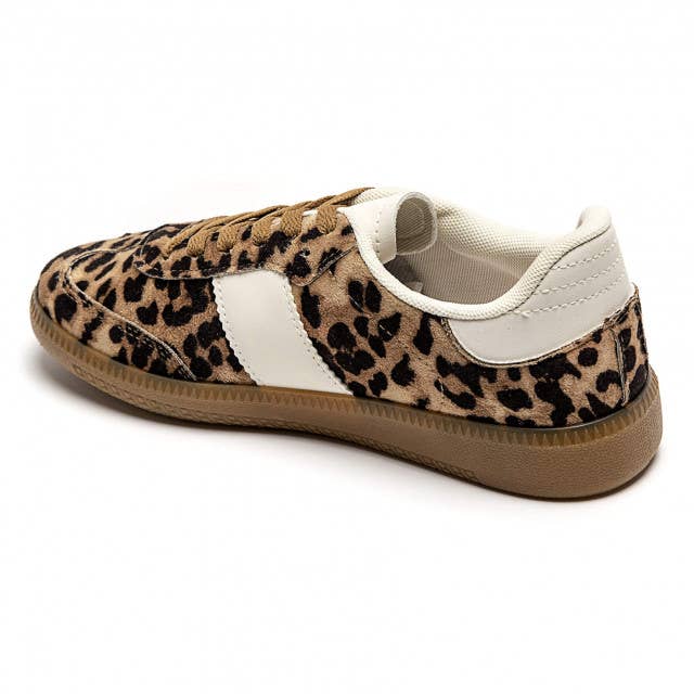Women’s Leopard Print Retro Gum Sole Trainers Sneakers: Leopard / Standard / UK5/US7
