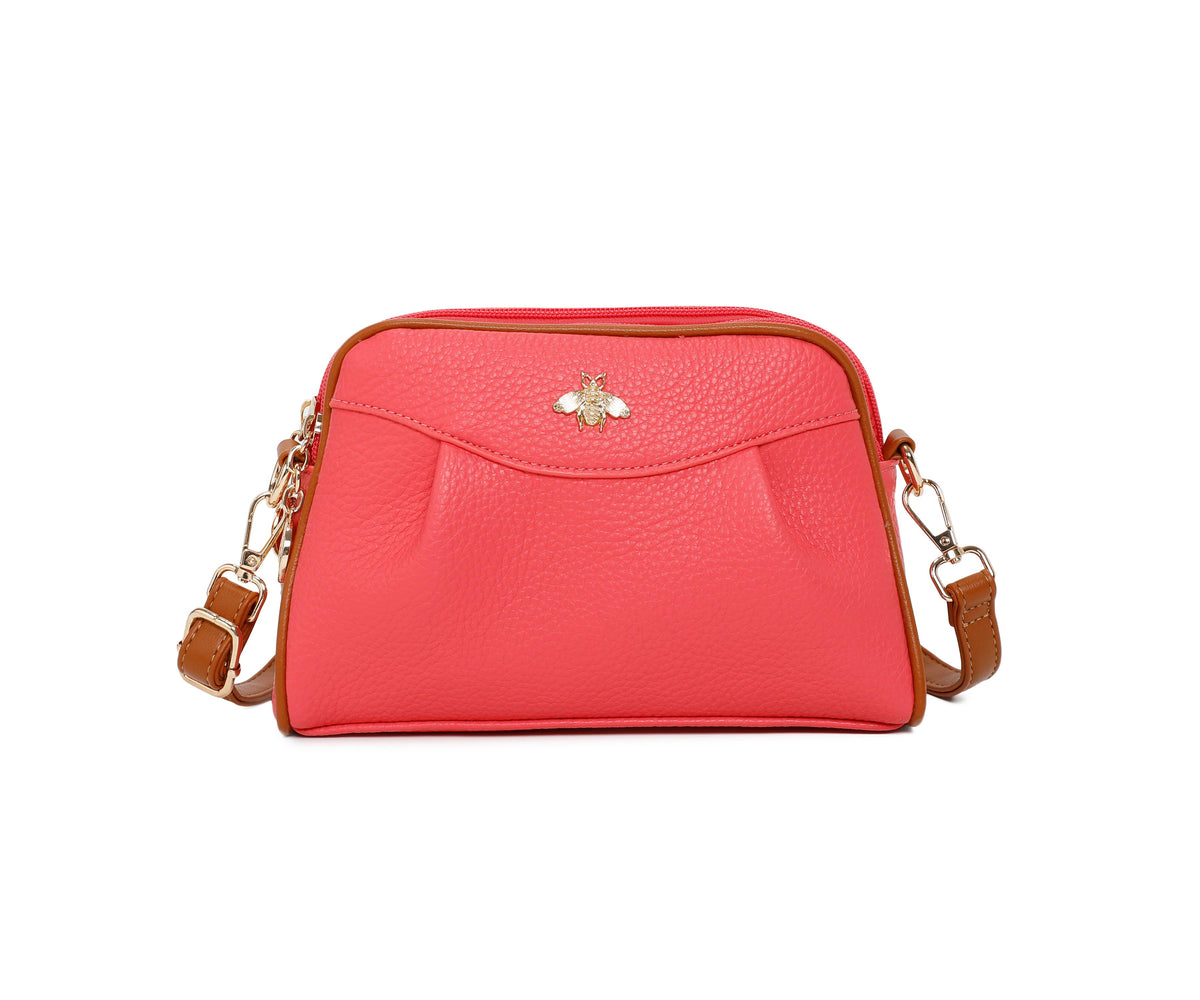 Double Zipper Bee Shoulder Bag Cross Body Bag - 9325: Black