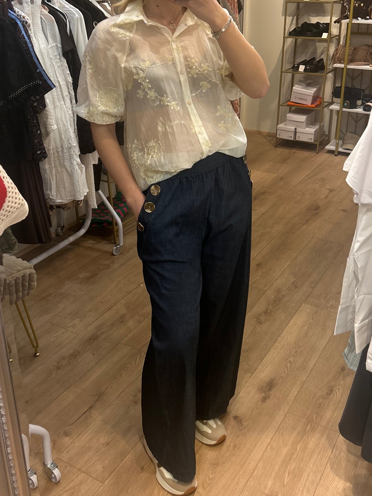 WIDE DENIM LOOK TROUSER