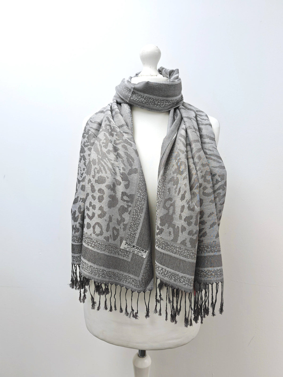Super Soft Pashmina Scarf Shawl Wrap-2503 Animal Print: Duck egg