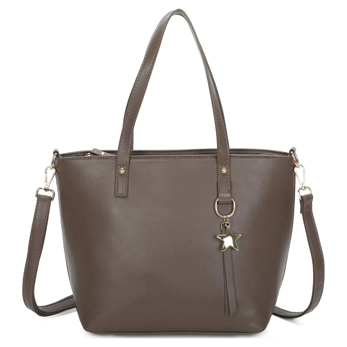 Medium Size Two-toned Tote Bag with Star Details-9330: Purple